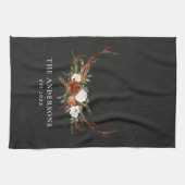 テラコッタブラックスタグウォーターフローラ エレガント キッチンタオル (横)