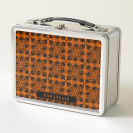 テラコッタブラック古代ギリシャの蛇行パターン メタルランチボックス