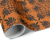 テラコッタブラック古代ギリシャの蛇行パターン ラッピングペーパー (ロールコーナー)