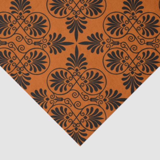 テラコッタブラック古代ギリシャの蛇行パターン 薄葉紙 (詳細)