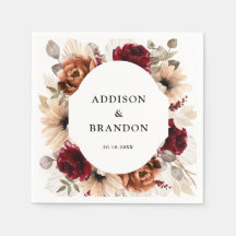 テラコッタブルガンディマウヴフローラ幾何学結婚ズ