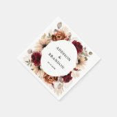 テラコッタブルガンディマウヴフローラ幾何学結婚ズ スタンダードカクテルナプキン (角)