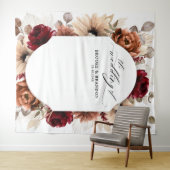 テラコッタブルガンディマウヴフローラ幾何学結婚ズ タペストリー (インサイチュ(横))