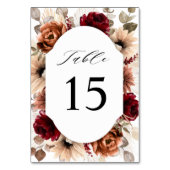 テラコッタブルガンディマウヴフローラ幾何学結婚ズ テーブルナンバー (裏面)