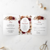 テラコッタブルガンディマウヴフローラ幾何学結婚ズ 三つ折り案内状 (内部)