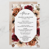 テラコッタブルガンディマウヴ結婚フローラのメニュー (正面/裏面)