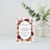 テラコッタブルガンディモーヴェフローラウェディングレセプション エンクロージャーカード (スタンド正面)