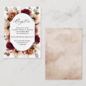 テラコッタブルガンディモーヴェフローラウェディングレセプション エンクロージャーカード (正面/裏面)