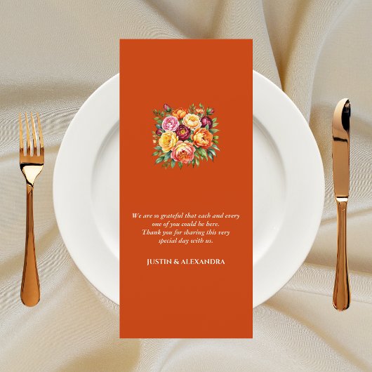 テラコッタブルガンディーイエロー結婚フローラ メニュー