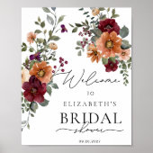 テラコッタブルゴーニュフローラブライダルシャワー歓迎 ポスター (正面)