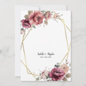 テラコッタブルゴーニュフローラ金ゴールドボホ秋の結婚式 招待状 (裏面)