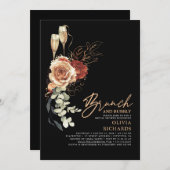 テラコッタブルンチアンドバブリーブラックブライダルシャワー 招待状 (正面/裏面)