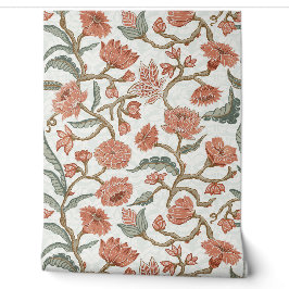 テラコッタブルーの花のシノワズリーチンツ(L) 壁紙