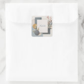 テラコッタブルージオメトリックボタニカル結婚ズ スクエアシール (バッグ)