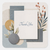 テラコッタブルージオメトリックボタニカル結婚ズ スクエアシール (正面)