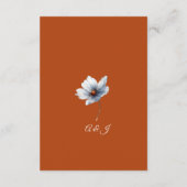 テラコッタブルーフローラシックアネモネオータム結婚ズ エンクロージャーカード (裏面)