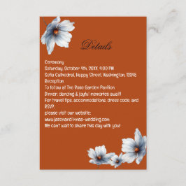 テラコッタブルーフローラシックアネモネオータム結婚ズ エンクロージャーカード