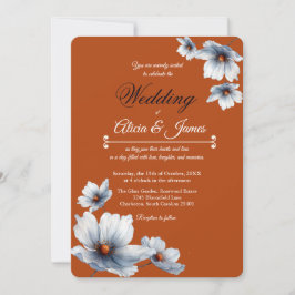 テラコッタブルーフローラシックアネモネオータム結婚ズ 招待状