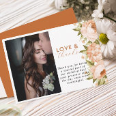 テラコッタブルーミングバラアジサイフローラ結婚ズ サンキューカード