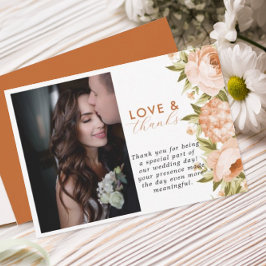 テラコッタブルーミングバラアジサイフローラ結婚ズ サンキューカード