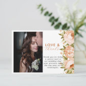 テラコッタブルーミングバラアジサイフローラ結婚ズ サンキューカード (スタンド正面)