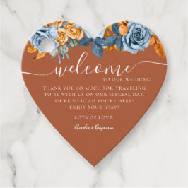 テラコッタブルーラストユーカリ結婚ウェルカム フェイバータグ