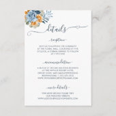 テラコッタブルー素朴フラワー秋の結婚式詳細 エンクロージャーカード (正面)