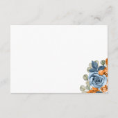 テラコッタブルー素朴フラワー秋の結婚式詳細 エンクロージャーカード (裏面)