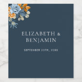 テラコッタブルー素朴ラストユーカリ結婚ス ワインラベル (シングルラベル)