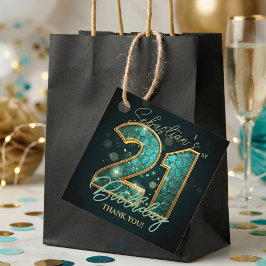 テラコッタブルー+ゴールド+アゲートのモザイク 21歳の誕生日 フェイバータグ