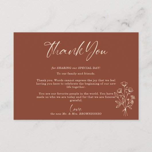 テラコッタブーケ秋ボホボタニカルサンキュー エンクロージャーカード (正面)