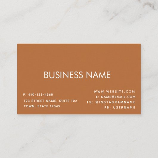 テラコッタプロフェッショナルミニマルロイヤリティカード 名刺 (裏面)