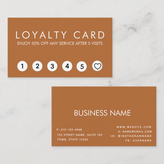 テラコッタプロフェッショナルミニマルロイヤリティカード 名刺 (正面/裏面)
