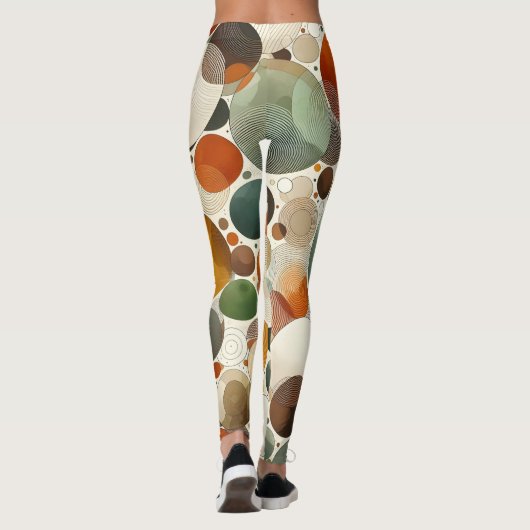 テラコッタベージュアースカラーズ抽象芸術サークル レギンス (裏面)