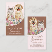 テラコッタベージュウォーターカラードッグズキャッツペットトリマー 名刺 (正面/裏面)