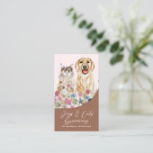 テラコッタベージュウォーターカラードッグズキャッツペットトリマー 名刺 (スタンド正面)