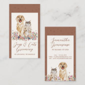 テラコッタベージュウォーター色の犬猫ペットシッター 名刺 (正面/裏面)