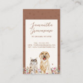 テラコッタベージュウォーター色の犬猫ペットシッター 名刺 (裏面)