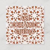 テラコッタベージュシームレスパターンエンボス スクエア名刺 (正面)