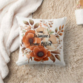 テラコッタベージュブラウンフローラホームオフィス引用文 クッション (ブランケット)