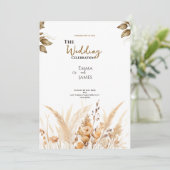 テラコッタベージュミニマル結婚フローラカード 招待状 (スタンド正面)
