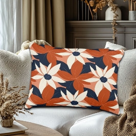 テラコッタホワイトエレガントフローラ アクセントクッション