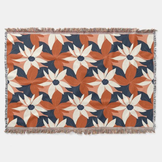 テラコッタホワイトエレガントフローラ スローブランケット (正面)