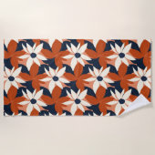 テラコッタホワイトエレガントフローラ ビーチタオル (正面)