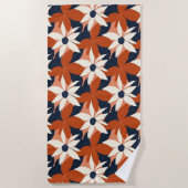 テラコッタホワイトエレガントフローラ ビーチタオル (正面)