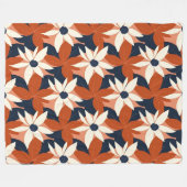 テラコッタホワイトエレガントフローラ フリースブランケット (正面(横))