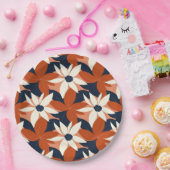 テラコッタホワイトエレガントフローラ ペーパープレート (パーティー)