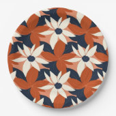 テラコッタホワイトエレガントフローラ ペーパープレート (正面)
