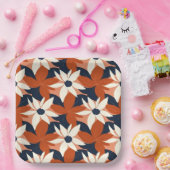 テラコッタホワイトエレガントフローラ ペーパープレート (パーティー)