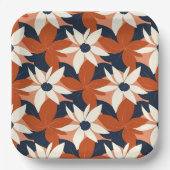 テラコッタホワイトエレガントフローラ ペーパープレート (正面)